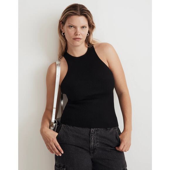 MADEWELL True Black The Signature Knit Cutaway Sweater Tank NWT Size XS - Picture 1 of 9